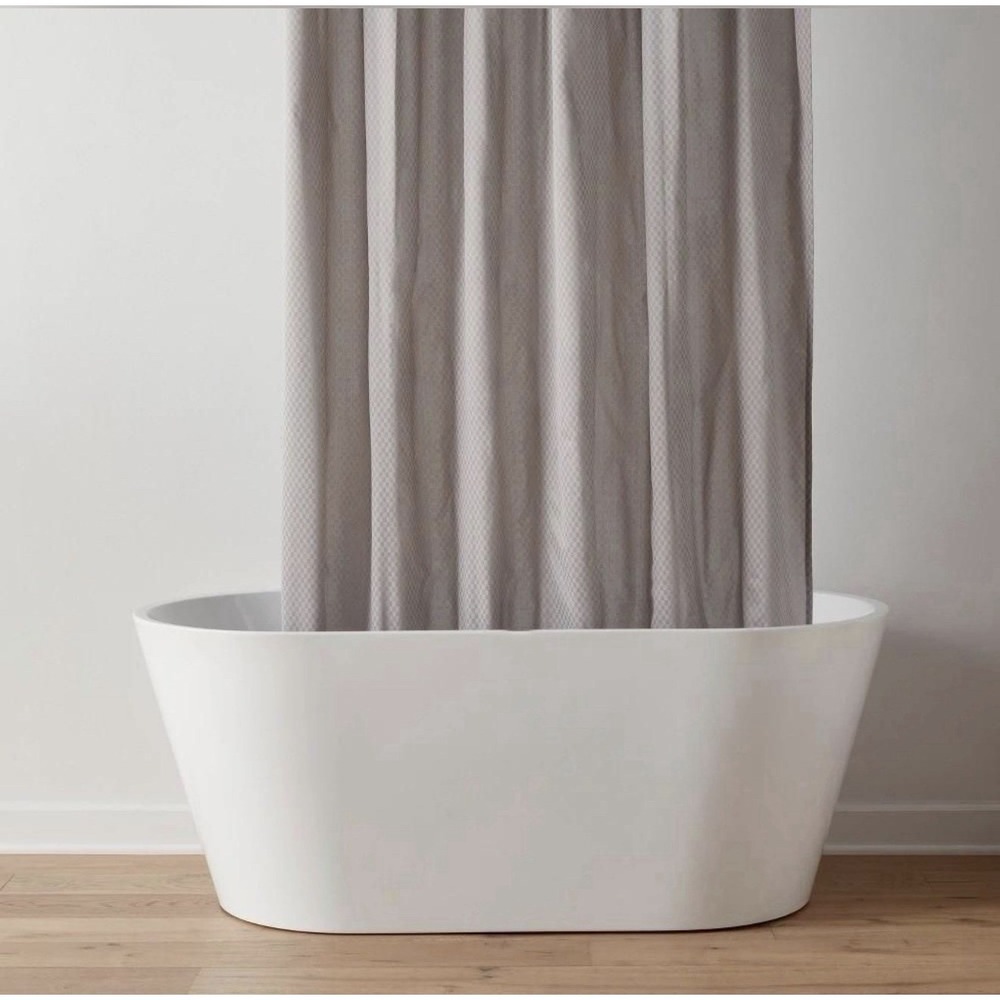 Threshold Gray Heavy Weight Fabric Shower Liner 71x71 Waterproof Checkered